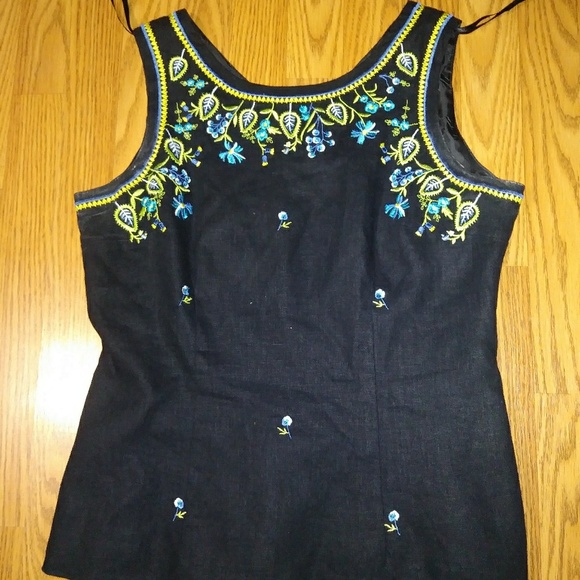 Studio C Tops - Black Embroidered Floral Top